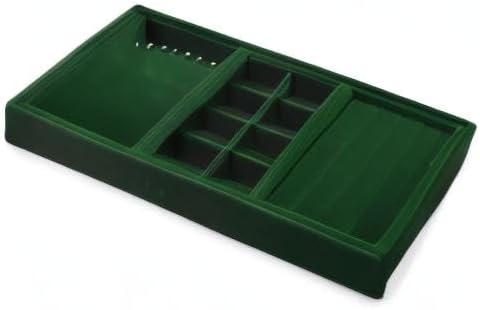 4 In 1 Velvet Jewelry Trays Jewelry Drawer Organizer Tray Stackable Jewelry Trays Necklace Bracelet Ring Earring Organizer Tray(Green)