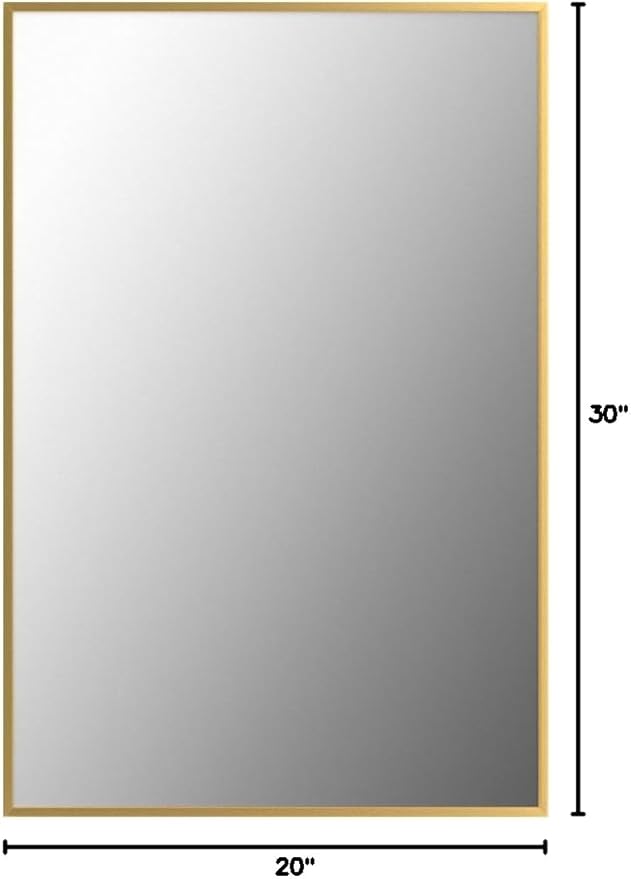 Koonmi Gold Rectangle Wall Mirror, 20x30 Inch Bathroom Mirror, Aluminum Frame Vanity Mirror for Entryway, Living Room, Bedroom Bathroom, Hangs Horizontally or Vertically