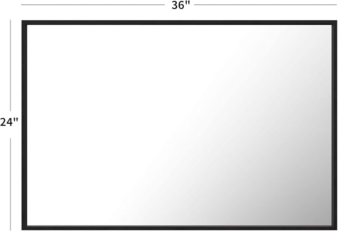 LOAAO 24"X36" Black Rectangle Bathroom Mirror Wall, Matte Black Aluminum Alloy Frame, Hangs Vertically or Horizontally, Easy to Install