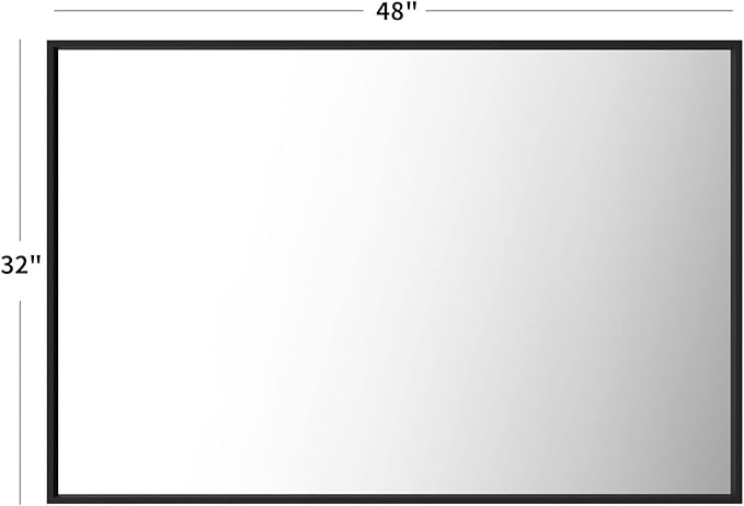 LOAAO 48"X32" Black Rectangle Bathroom Mirror Wall, Matte Black Aluminum Alloy Frame, Tempered Glass, Hangs Vertically or Horizontally, Easy to Install