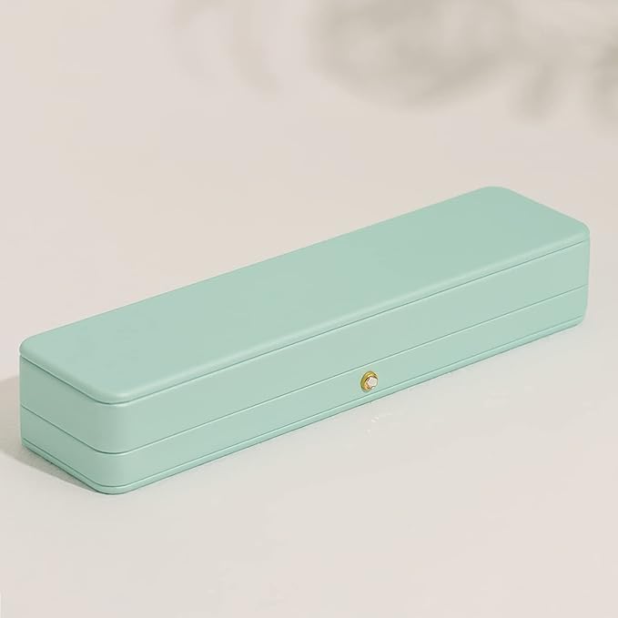 Oirlv Gorgeous Mint Green Necklace Box White Velvet Interior Long Chain Bracelet Necklace Storage Case