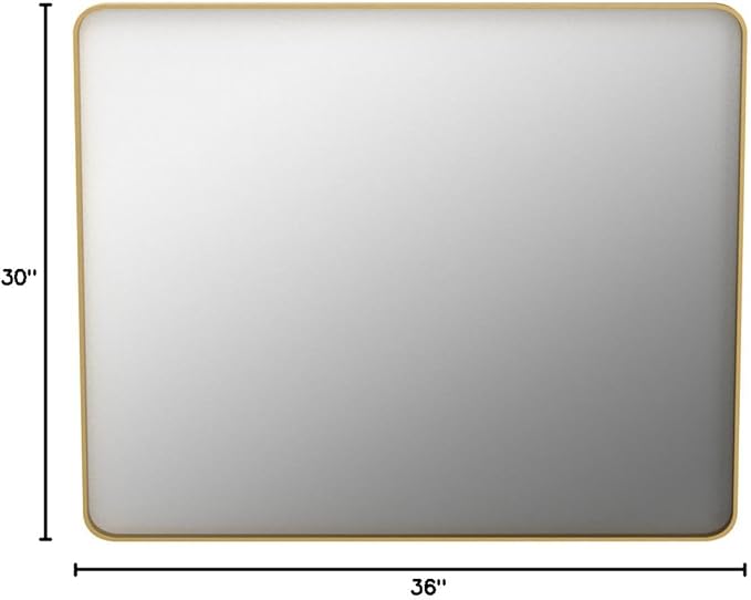 Gold Bathroom Mirror, 30x36 Inch Brushed Gold Metal Frame Mirror for Wall, Rounded Rectangle Bathroom Vanity Mirror, Tempered Glass, Anti-Rust, Horizontal/Vertical