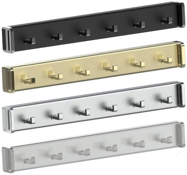 6-Hook Designer Wardrobe Reversible 13.75" Length Closet Belt Rack with 12" Retractable Pullout Extension and Installation Hardware (Matte Black)