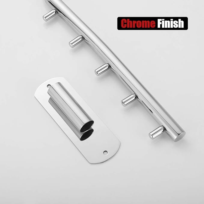JQK Folding Clothes Hanger Rack, Stainless Steel Swing Arm Hook Holder, Clothing Hanging System Drying Closet Storage Organizer Chrome Wall Mount, SHR100-CH