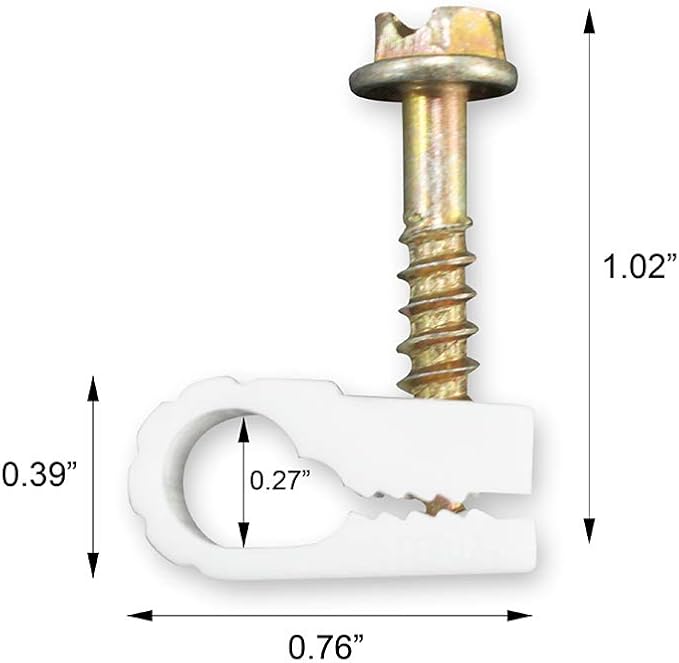 Coaxial Cable Clips - Cable Holder - Wire Clips - Siding Clips for Hanging - Cord Holder for Desk - Cable Clamps - Cord Clip - Wire Organizer Clips - Tv Mount Screws - White - 10 Pack - STEREN