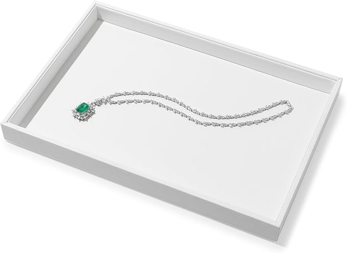 White Leather Jewelry Tray Necklace Bracelet Holder Stackable Jewelry Drawer Organizer Tray for Necklace Bracelets Watches Earring Ring Storage Display