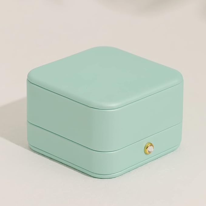 Oirlv Gorgeous Mint Green Necklace Gift Box Leather Necklace Boxes for Jewelry Gift Velvet Interior Pendant Box