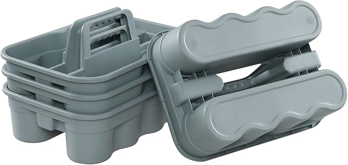 Begale 4-Pack Commercial Products Deluxe Carry Caddy for Cleaning Products, 2 Compartment Plastic Cleaning Basket