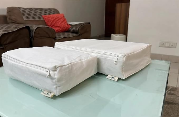 Packing Cubes Bag Pure Canvas Travel Organizers with Durable YKK Zippers for Clothes, Shoes & Luggage Storage (Set of 3 (1 Small, 1 Medium, 1 Large), Off-White)
