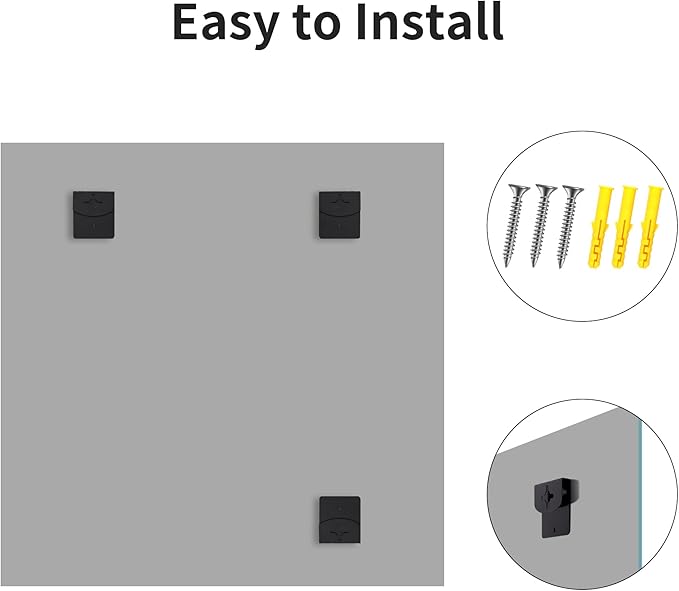 CILIBER Beveled Mirror, 24x24 inch Square Bathroom Mirrors for Wall, Upgraded Shatterproof Frameless Vanity Mirror Over Sink with Beveled Edge for Bathroom,Bedroom,Living Room and Entryway