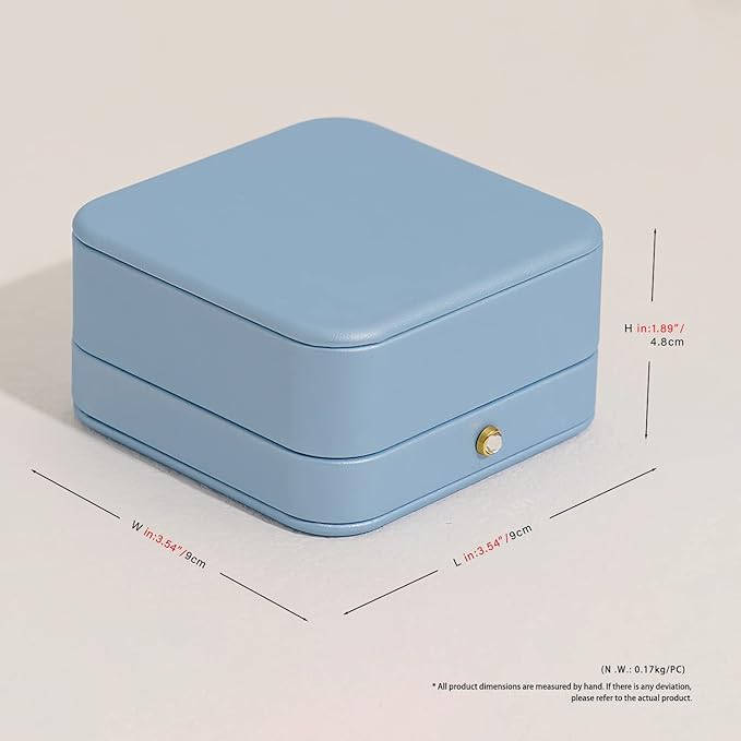 Oirlv Elegant Sky Blue Bracelet Gift Box Leather Bangle Box for Jewelry Gift White Velvet Interior Bangle Bracelet Storage