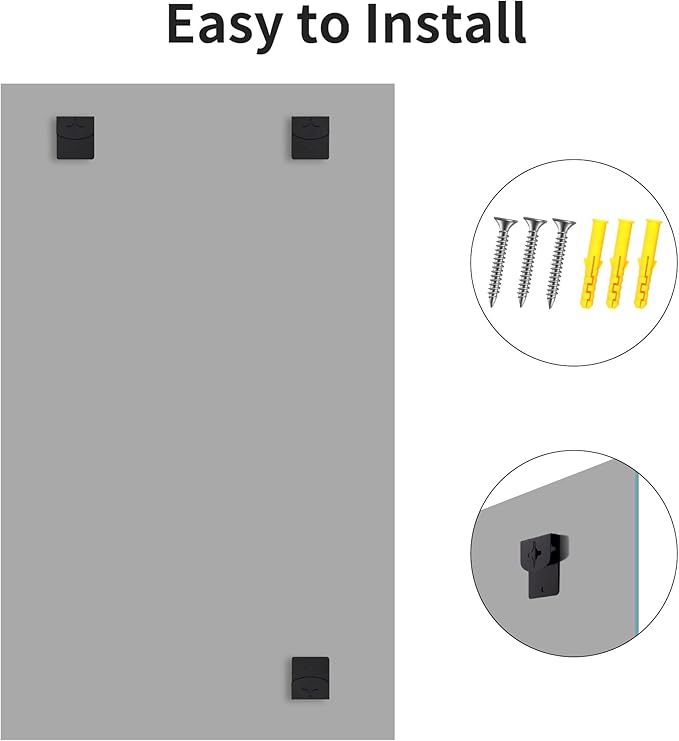 CILIBER Large Frameless Mirror, 55x36 Frameless Bathroom Mirrors for Over Sink, Upgraded Shatterproof Rectangular Wall Mirror for Bathroom,Bedroom,Living Room and Entryway