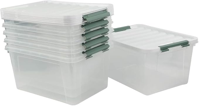 Saedy 6 Pcs Large Clear Storage Box, 35 Qt Plastic Bins with Lids for Versatile Storage