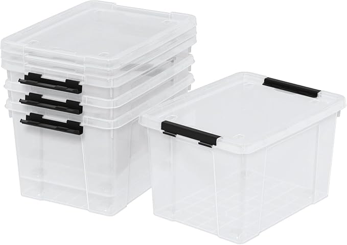 50 Quart Plastic Storage Container with Wheels, Clear Large Storage Bin, 4 Packs
