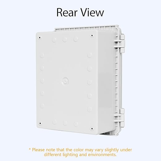 LeMotech Electrical Box, IP67 Waterproof Hinged Cover Stainless Steel Latch Junction Box, ABS Plastic Electrical Enclosure with Mounting Plate,Wall Brackets, Cable Glands, 8.2"x6.3"x3.9", Grey