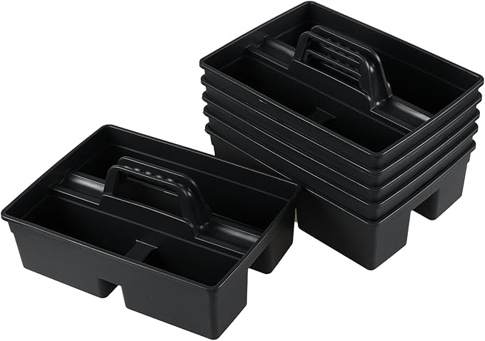 Asking 6 Pack Plastic Cleaning Caddy Organizer with Handle, Plastic Carry Caddy for Cleaning Supplies, Gray