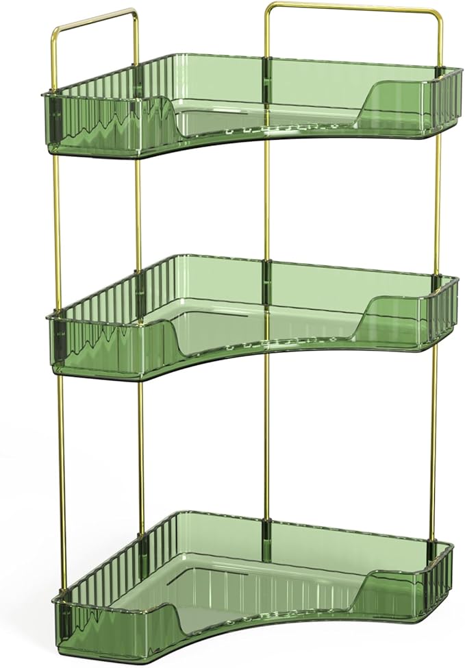 Webetop Corner Bathroom Counter Organizer, Bathroom Makeup Countertop Organizer, Corner Storage Organizers for Vanity, Bathroom,Dresser, Cosmetic, Kitchen Spice Rack Green