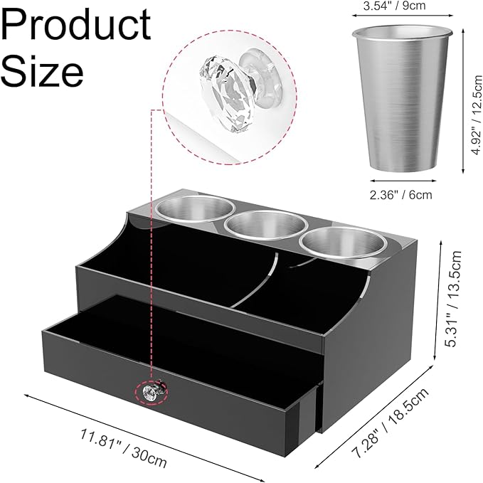 Hair Tool Organizer, Acrylic Hair Blow Dryer Holder Stand for Straightener and Curling Storage, Bathroom Vanity Countertop Organization for Makeup Accessories (Black)