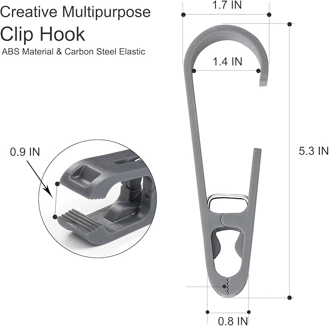 12 Pcs Large Clothes Pins Towel Clips, Multipurpose Clothes Pins Hook, Strong Plastic Clothes Hanger. S Hook for Shower Curtain Laundry Clothes pins