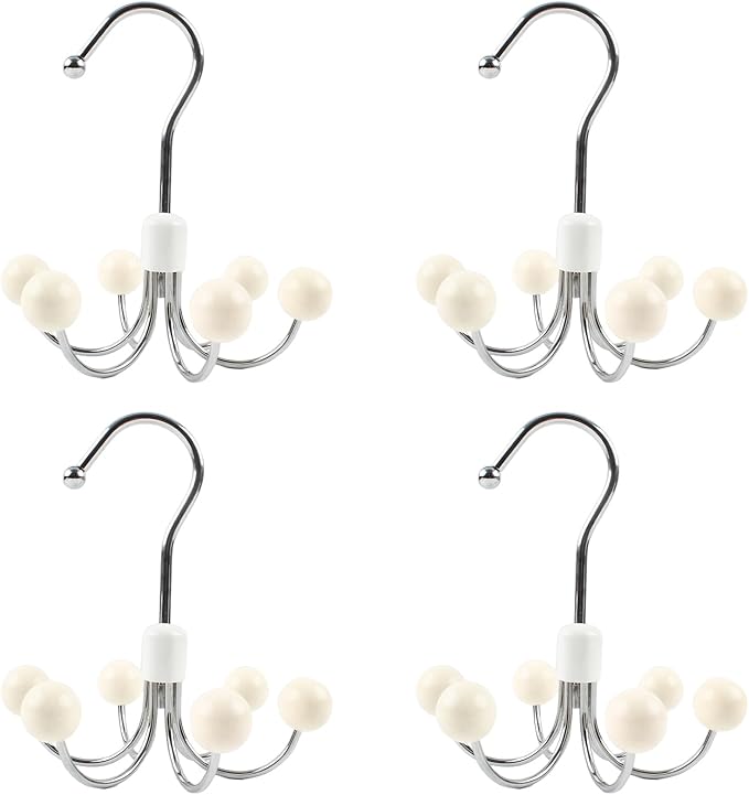 4 Pack Hoodie Hanger for Organizer 360° Swivel Closet Hooks for Belt, Space-Saving Hanger Bra Storage, Accessorise Organizer for Tie, Hat, Tanktop, Scarf, Purse
