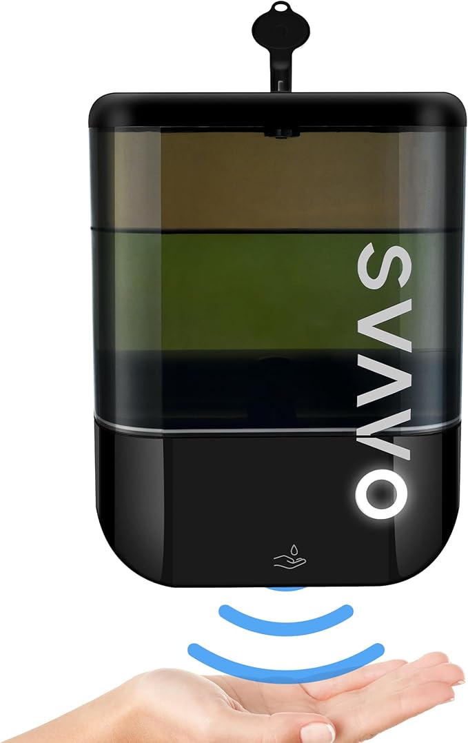 SVAVO Automatic Soap Dispenser Touchless, Hand Soap Dispenser Wall Mount, Electric Sensor Battery Operated for Offices Home Kitchen Bathroom Hotel Restaurant Commercial, 34fl.oz/1000ml Black