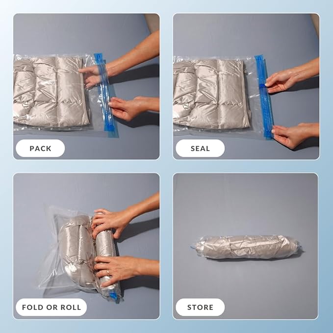 18 Pack Compression Bags for Travel, Roll Up Space Saver Bags for Clothes Storage, Compact Packing travel organizer for Luggage, Suitcase, Backpack, No Pump or Vacuum Needed