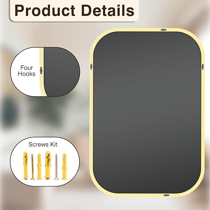 FICTOR Bathroom Vanity Mirror for Wall, 2 Pack 26" x 38" Rectangle Bathroom Mirror for Over Sink, Metal Framed, Hangs Horizontally or Vertically(Gold)