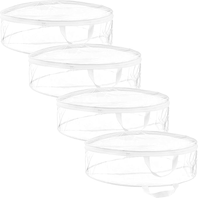 Shappy 4 Pieces Christmas Wreath Storage Container 30 Inch Wreath Plastic Storage Bags with Dual Zippers and Handles for Xmas Thanksgiving Holiday Artificial (Clear)