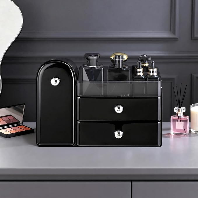 Makeup Organizer,Vanity Organizer with Makeup Brush Holder,Large Skincare Organizers and Bathroom Countertop Organizer,Storage Lipstick,Perfume,Nail Polish,Beauty,Hair Accessories,Gifts for Women