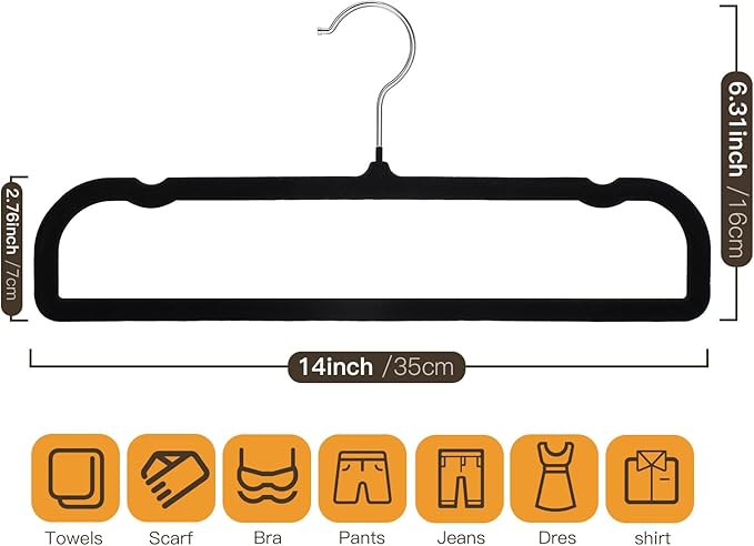 Pants Hangers 30 Pack Velvet Pant Hangers,Heavy Duty Velvet Hangers for Pants,Jeans,Scarf,Towels,Tank Top,Coat.Closet Organizers and Storage(Black)