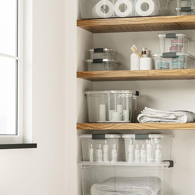 Superio Clear Storage Box with Lid, 4.5 Quart Plastic Container Bins for Organizing, Stackable Crates, BPA Free, Non Toxic, Odor Free, Organizers for Home, Office, School, and Dorm, 18 Pack