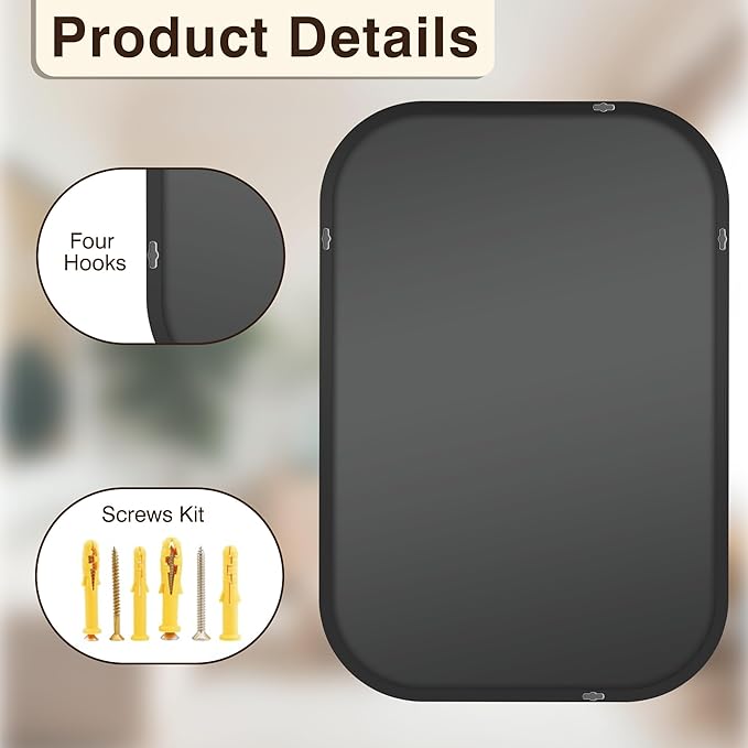 FICTOR Bathroom Vanity Mirror for Wall, 2 Pack 26" x 38" Rectangle Bathroom Mirror for Over Sink, Metal Framed, Hangs Horizontally or Vertically(Black)