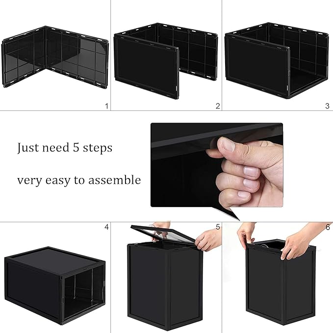 AOTENG STAR Storage Shoes Box Womens Mens Shoe Storage Display Box Plastic Foldable Stackable Shoe Container Clear Closet Shelf Shoe Organizer-3 Pack