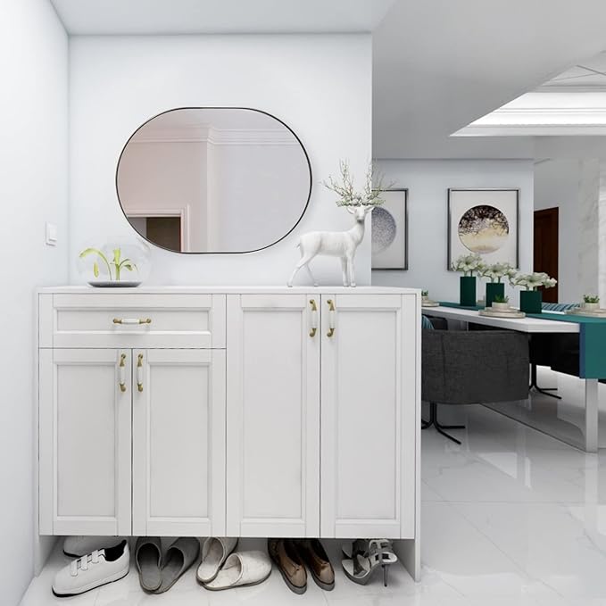 ANDY STAR Rustproof Oval Mirror for Bathroom, 30x40 Inch Chrome Mirrors for Bathroom, Oval Vanity Mirrors Polished Chrome Stainless Steel Frame 1’’ Deep Hang Vertically & Horizontally