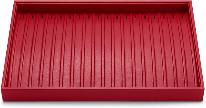 Luxury Leather Jewelry Tray Necklace Display Tray Jewelry Organizer Drawer Necklace Bracelet Holder Organizer Tray Stackable Jewelry Trays Necklace Bracelet Display Storage (Red)