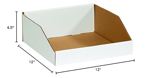 Box USA BBINMT121214 Open Top Bin Boxes, 12" x 12" x 4 1/2", Oyster White (Pack of 50)
