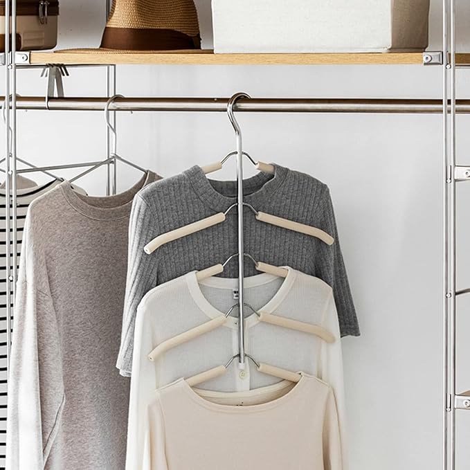 Blouse Tree Hangers Multi-Layer Clothes Hangers 3 Pack 5 in 1 Non Slip Space Saving Closet Organizer Stainless Steel Shirt Hanger Coats Hangers(3 Pack)