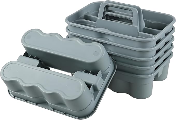 All-Purpose Cleaning Caddy, Cleaning Tool Organizer with Handle Portable Shower Caddy Basket, Grey, 6 Pack