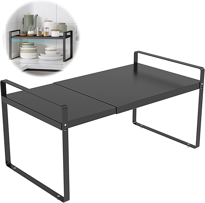 Expandable Cabinet Shelf Organizer Rack,Kitchen Cabinet Shelves 11 Inch Deep,Adjustable Storage Shelves,Pantry Shelf(1 Pack)