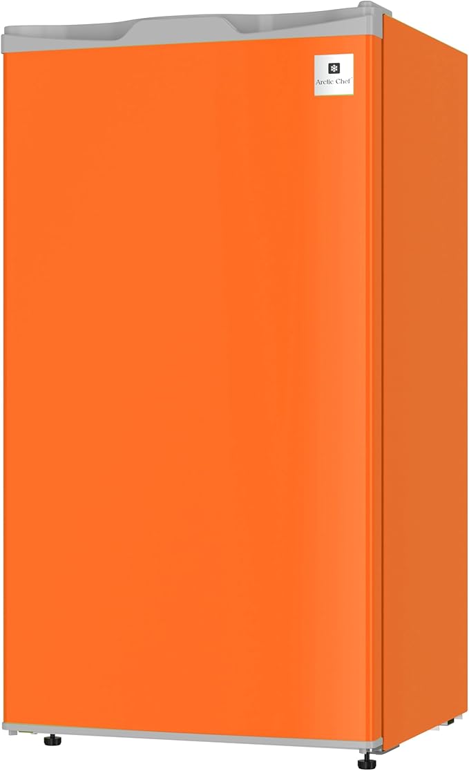 ARCTIC CHEF Mini Refrigerator-Freezer Compartment-Adjustable Thermostat Control-Reversible Doors-Ideal for Dorm, Office, RV, Garage, Apartment-ORANGE, 3.2 CU.FT