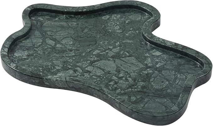 Green Marble Tray, Marble Vanity Tray, Bathroom, Decor for Trinket Perfume Jewelry Candle, 11 Inch Cloud