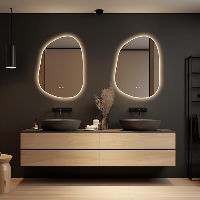 WallBeyond LED Bathroom Mirror with Lights, 22 x 30 Inch Led Bathroom Vanity Mirror for Wall, Anti Fog Mirror for Bathroom, 3 Colors and Dimmable Light, Horizontal/Vertical