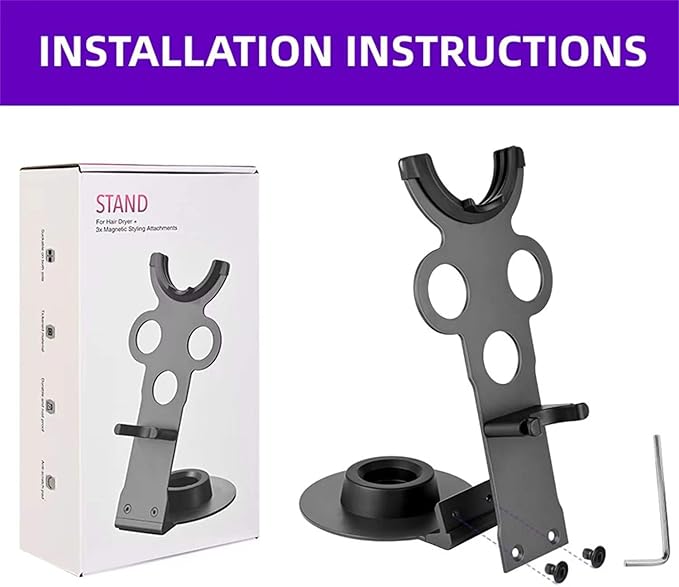 I'SMARTMOON Holder for Dyson Supersonic Hair Dryer,Magnetic Absorption Storage,Heat Resistant Alloy Anti Slip Base,Minimalist Space-Saving Design for Bathroom Countertops,Stylists Daily Routine