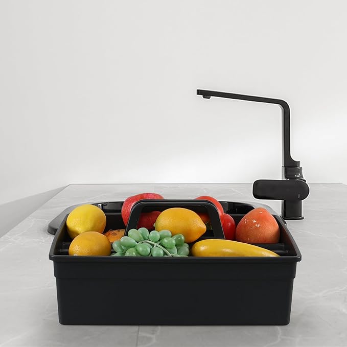 Plastic Cleaning Caddy Tote, Cleaning Tool Storage Carry Caddy, Black, 6 Packs