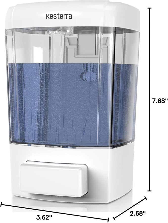 Manual Soap Dispenser, 23.7oz/700ml Wall Mount Soap Dispenser, Large Capacity Kitchen Bathroom Hand Soap Pump, Commercial Refillable Shampoo Shower Gel Lotion Dispenser, White