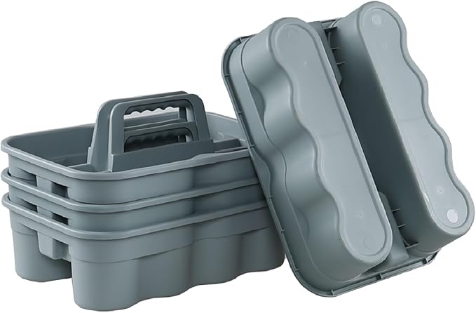 Cleaning Supplies Caddy with Handles, Plastic Cleaning Tools Caddy, Gray, 6 Packs