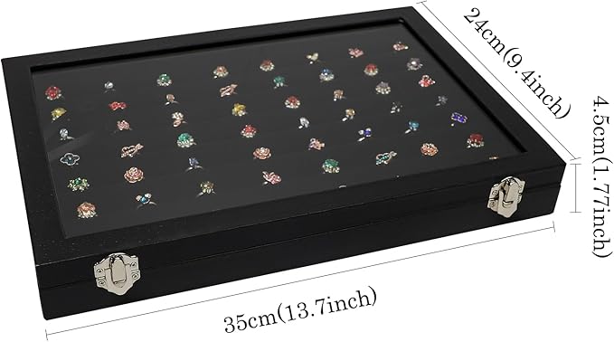 Wudygirl 7 Slots Ring Holder Organizer Box with Transparent Lid Black Jewelry Organizer for Store Display Jewelry Holder for Rings(Ring Organizer)