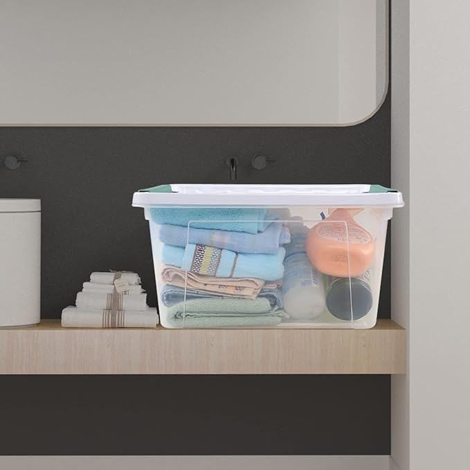 Ramddy 6 Pack 20 Quart Plastic Storage Bins with Lids, Clear Latching Container Box
