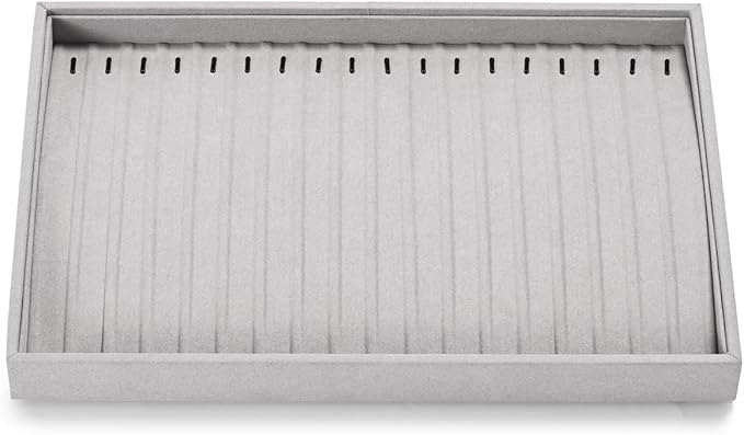 18Slots Necklace Braclet Tray Velvet Jewelry Trays Microfiber Jewelry Drawer Organizer for Necklace, Bracelets,Watch Storage Display (Grey)