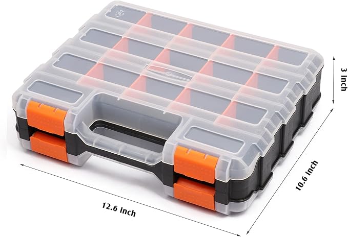Mayouko Double Side Tools Organizer, Customizable Removable Plastic Dividers, Hardware Box Storage, Excellent for Screws,Nuts,Small Parts, 34-Compartment,2 PCS Set,12.6"L x 10.6"W x 3.2"H